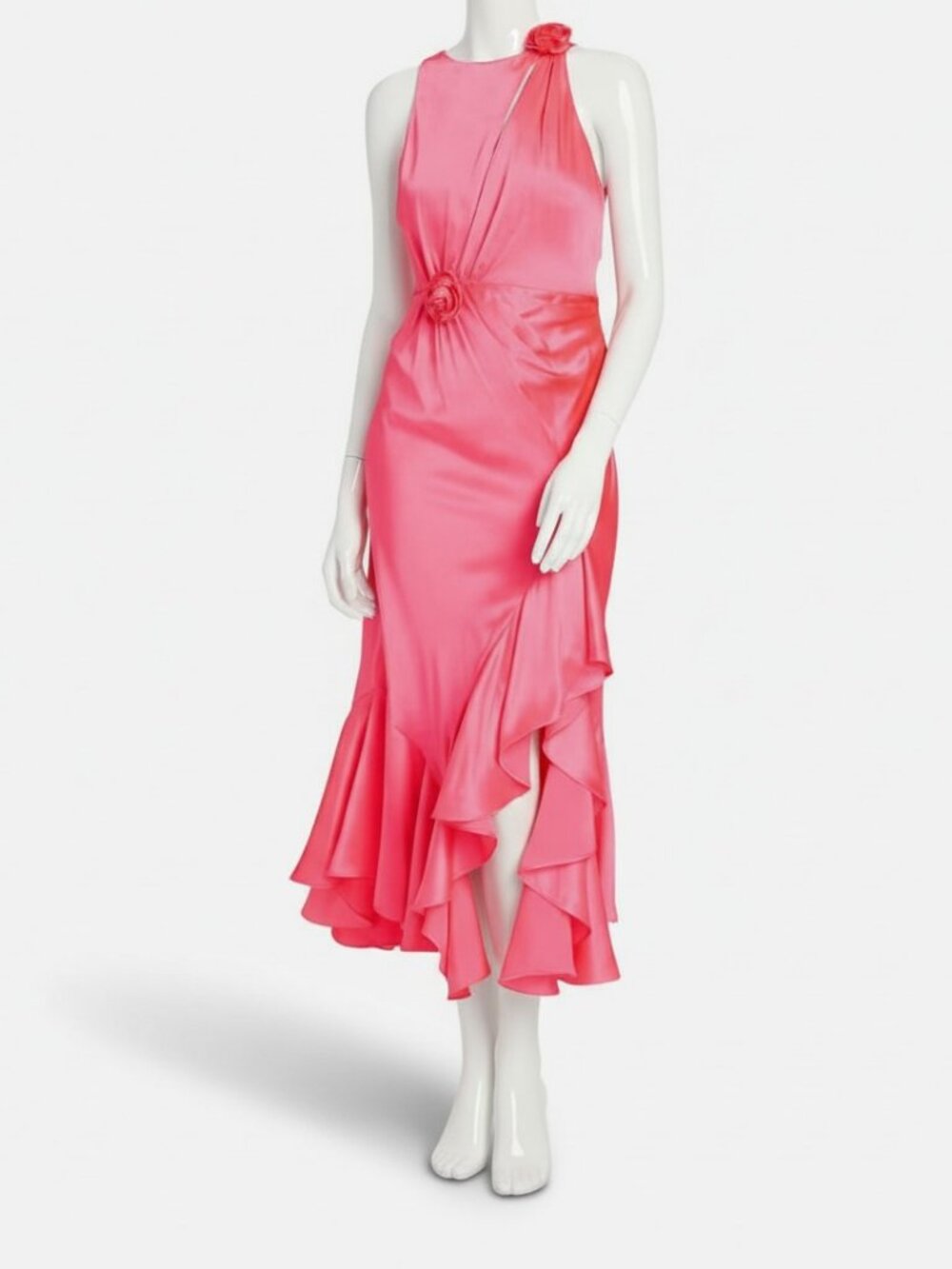Cinq A Sept Womens Pink Cates Asymmetric Ruffle-Trim Silk Dress Size 2